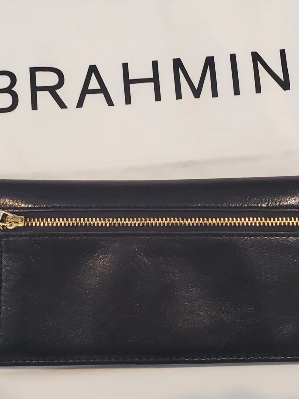 Brahmin Black Wallet & Brown Snake-Print Tote w/ Black Handles & Gold Hardware